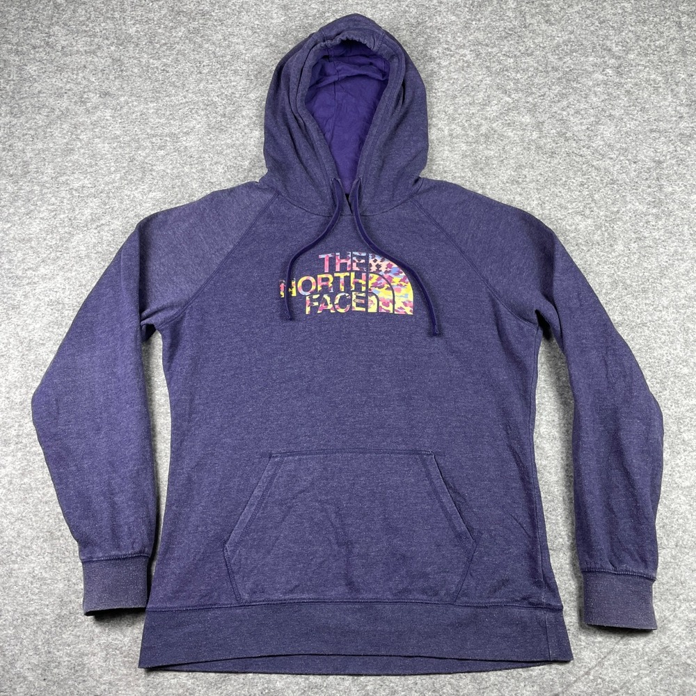 The North Face Hoodie Womens XL Purple Camo Print Pullover Fleece Sweatshirt